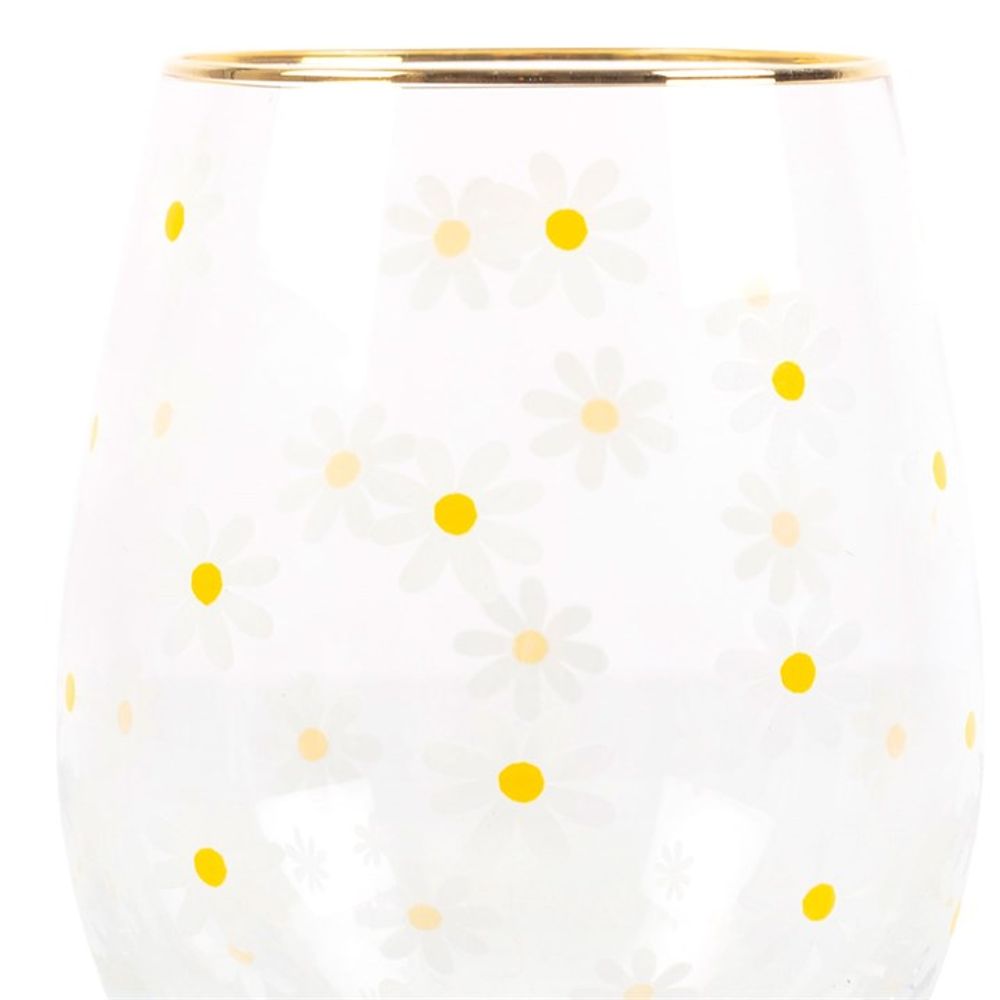 All Over Daisy Print Stemless Wine Glass - Hatters Tea PartyS03723279All Over Daisy Print Stemless Wine Glass