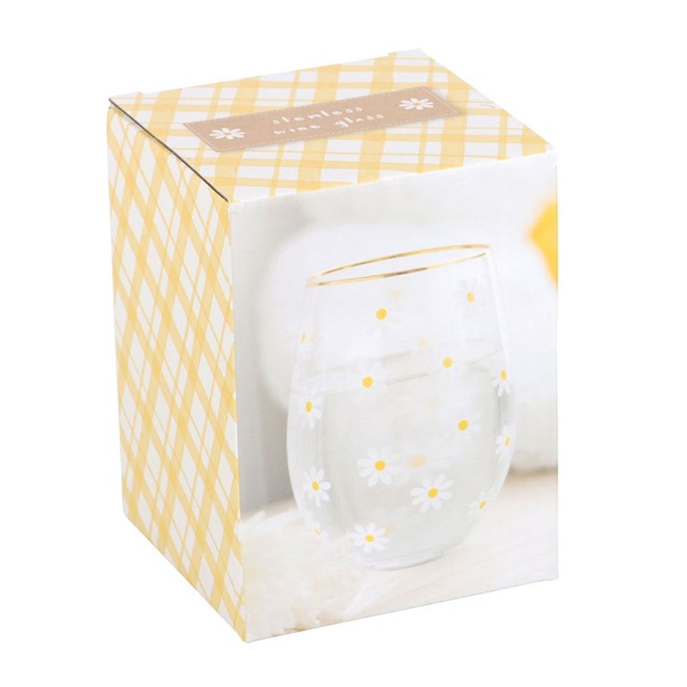 All Over Daisy Print Stemless Wine Glass - Hatters Tea PartyS03723279All Over Daisy Print Stemless Wine Glass