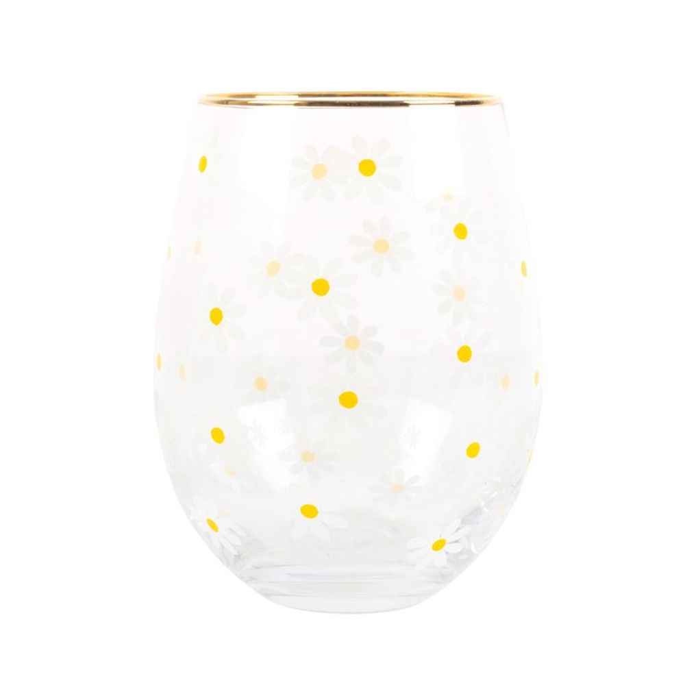 All Over Daisy Print Stemless Wine Glass - Hatters Tea PartyS03723279All Over Daisy Print Stemless Wine Glass