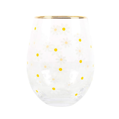 All Over Daisy Print Stemless Wine Glass - Hatters Tea PartyS03723279All Over Daisy Print Stemless Wine Glass