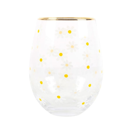 All Over Daisy Print Stemless Wine Glass - Hatters Tea PartyS03723279All Over Daisy Print Stemless Wine Glass