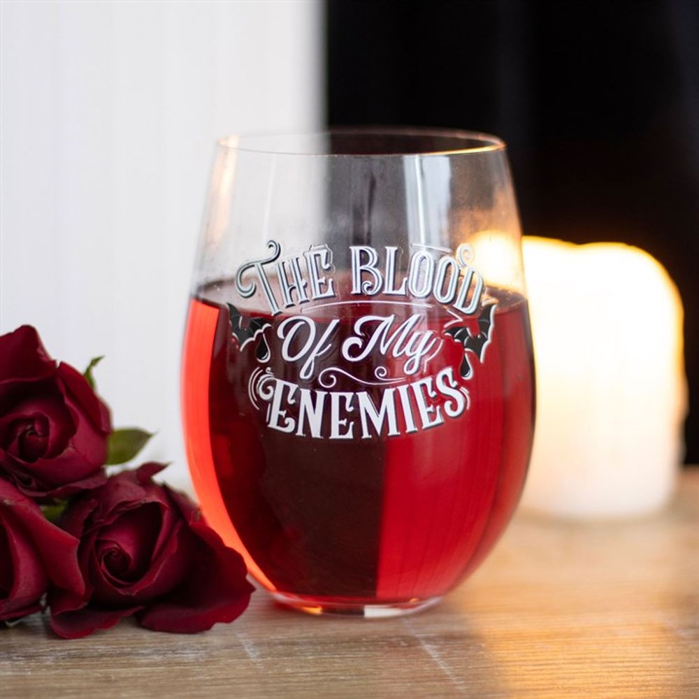 Blood Of My Enemies Stemless Wine Glass - Hatters Tea PartyS03723345Blood Of My Enemies Stemless Wine Glass