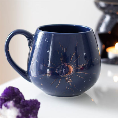 Blue Crescent Moon Rounded Mug - Hatters Tea PartyS03721555Blue Crescent Moon Rounded Mug