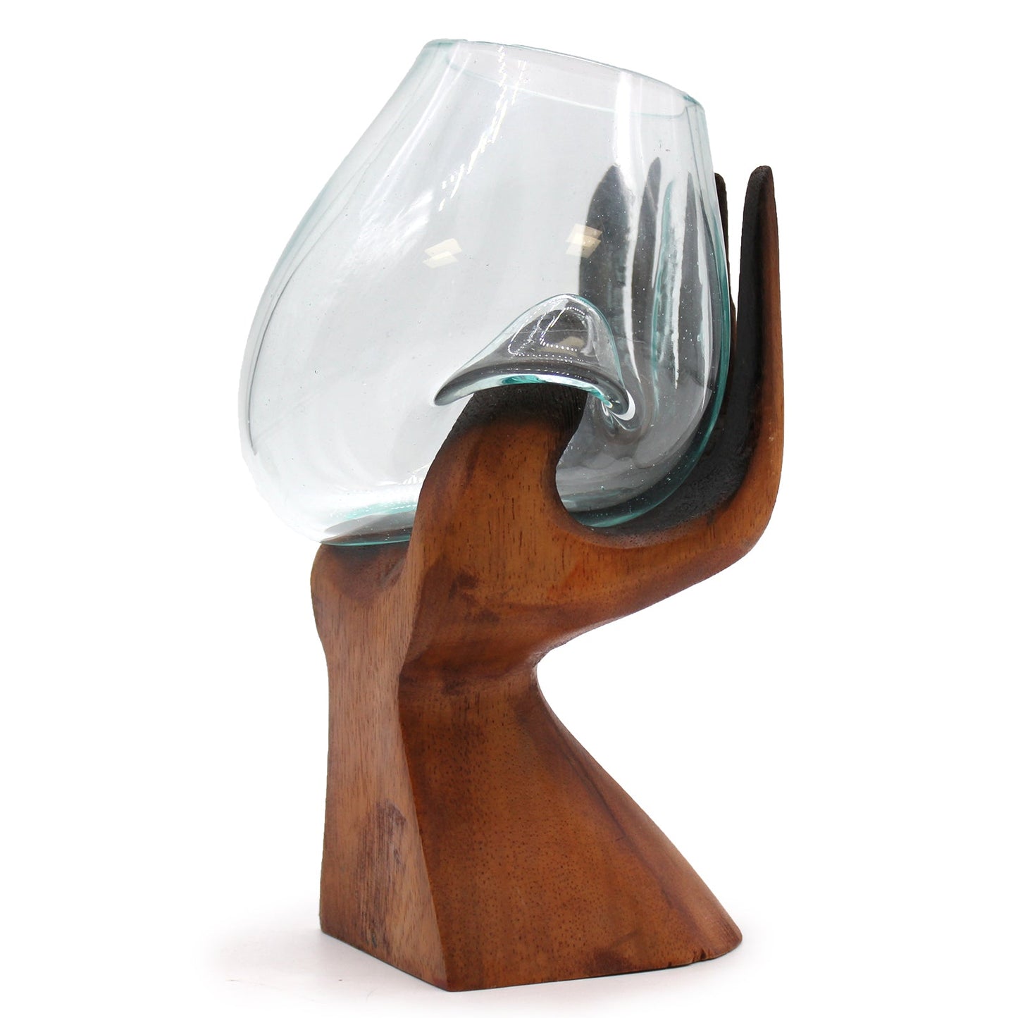 Carved Hand with Molten Glass Bowl - Hatters Tea PartyMGW-22Carved Hand with Molten Glass Bowl