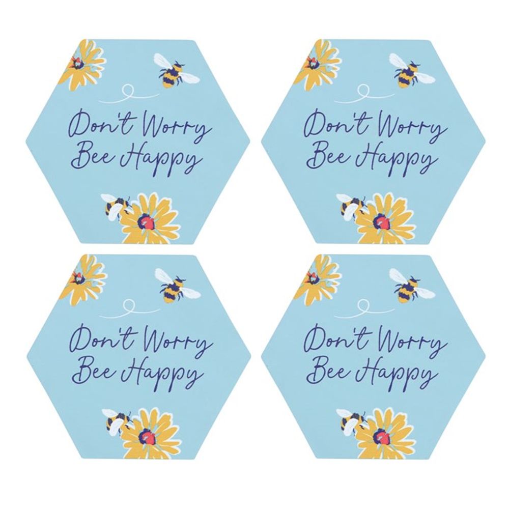 Don't Worry Be Happy Coaster Set - Hatters Tea PartyS03720277Don't Worry Be Happy Coaster Set