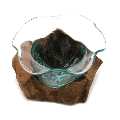 Molton Glass Fancy Sweet Bowl on Wood - Hatters Tea PartyMGW-30Molton Glass Fancy Sweet Bowl on Wood