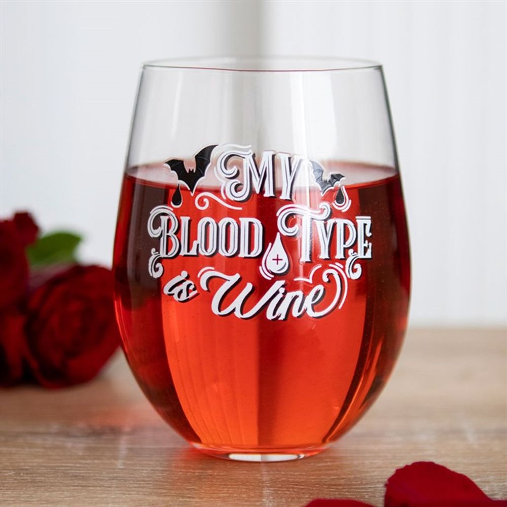 My Blood Type is Wine Stemless Wine Glass - Hatters Tea PartyS03721179My Blood Type is Wine Stemless Wine Glass