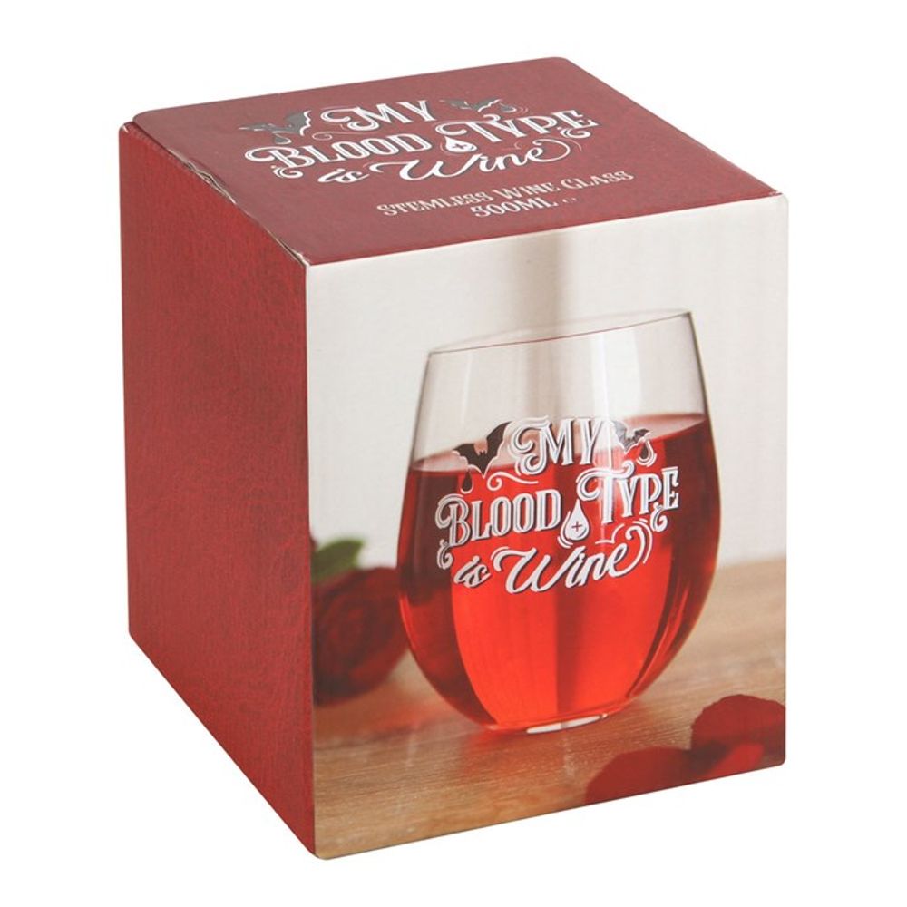 My Blood Type is Wine Stemless Wine Glass - Hatters Tea PartyS03721179My Blood Type is Wine Stemless Wine Glass