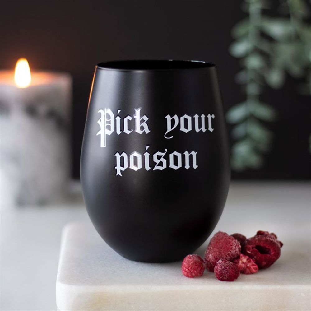 Pick Your Poison Stemless Wine Glass - Hatters Tea PartyS03721534Pick Your Poison Stemless Wine Glass