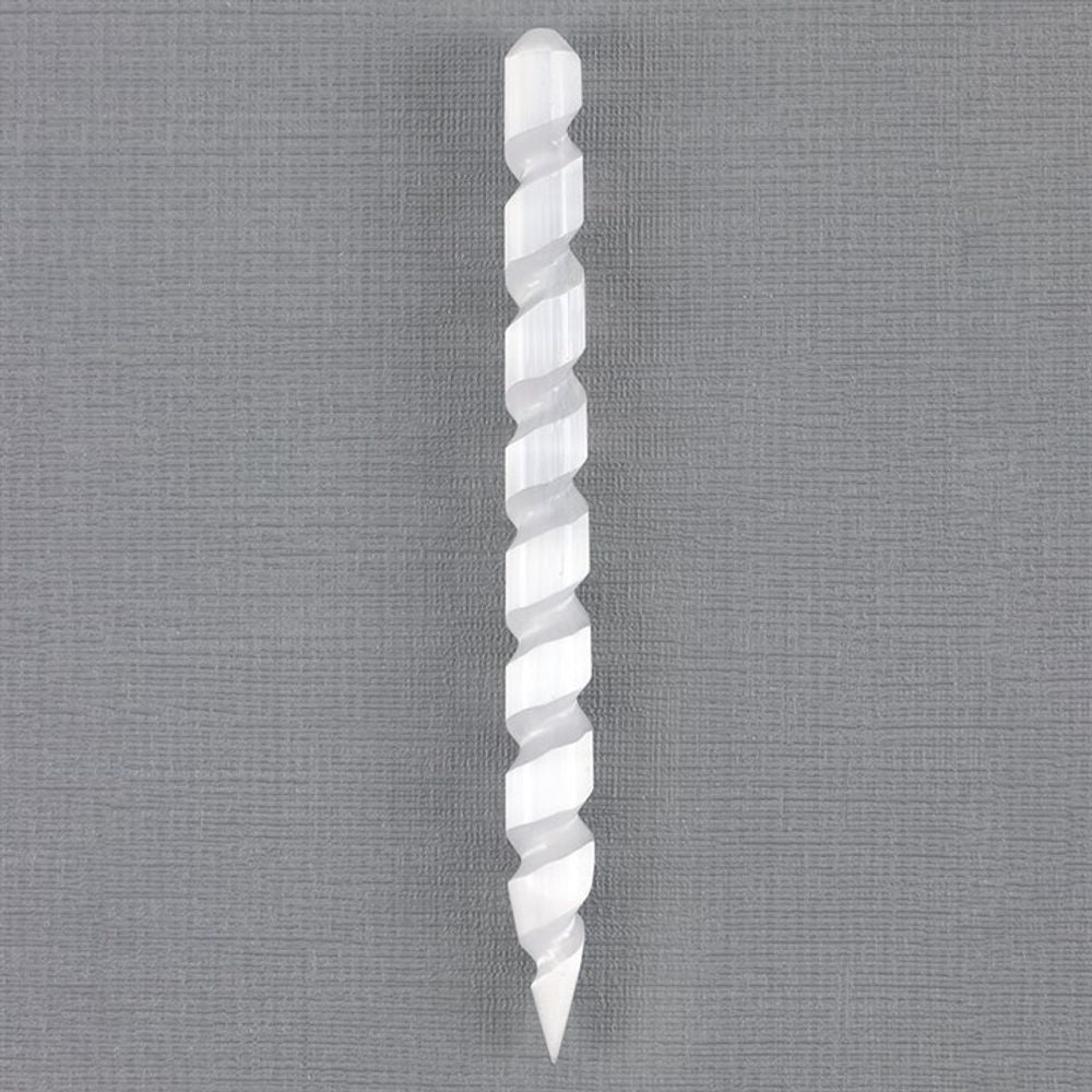 Round Point Selenite Spiral Wand - Hatters Tea PartyS03720505Round Point Selenite Spiral Wand