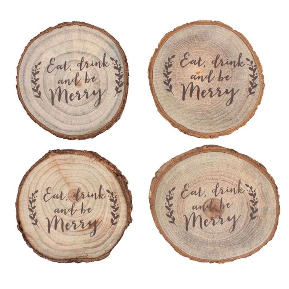 Set of 4 Printed Log Coasters - Hatters Tea PartyS03720298Set of 4 Printed Log Coasters