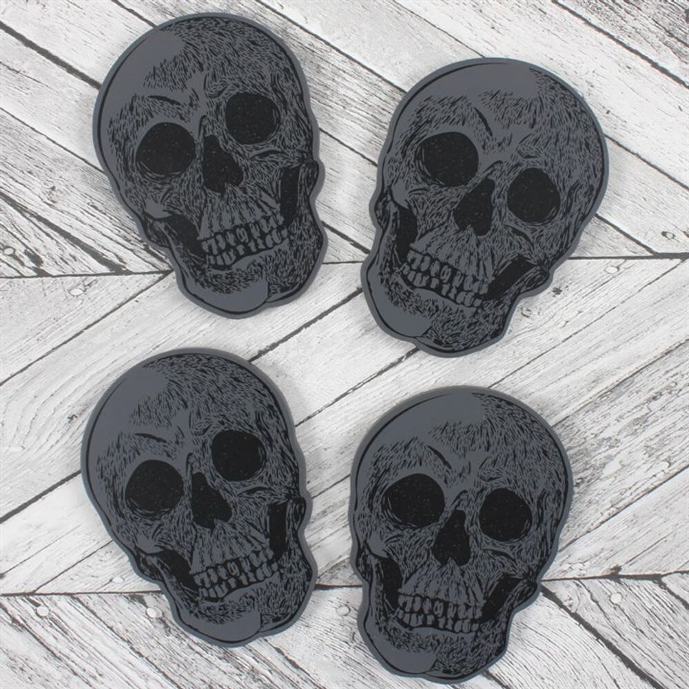 Set Of 4 Skull Coasters - Hatters Tea PartyS03720137Set Of 4 Skull Coasters