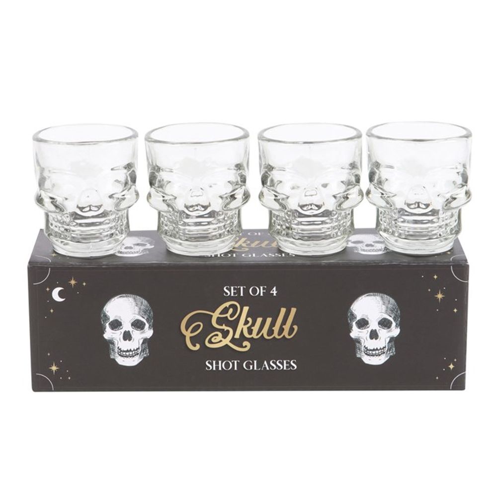 Set of 4 Skull Shot Glasses Set - Hatters Tea PartyS03723392Set of 4 Skull Shot Glasses Set