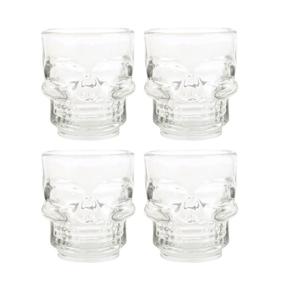 Set of 4 Skull Shot Glasses Set - Hatters Tea PartyS03723392Set of 4 Skull Shot Glasses Set