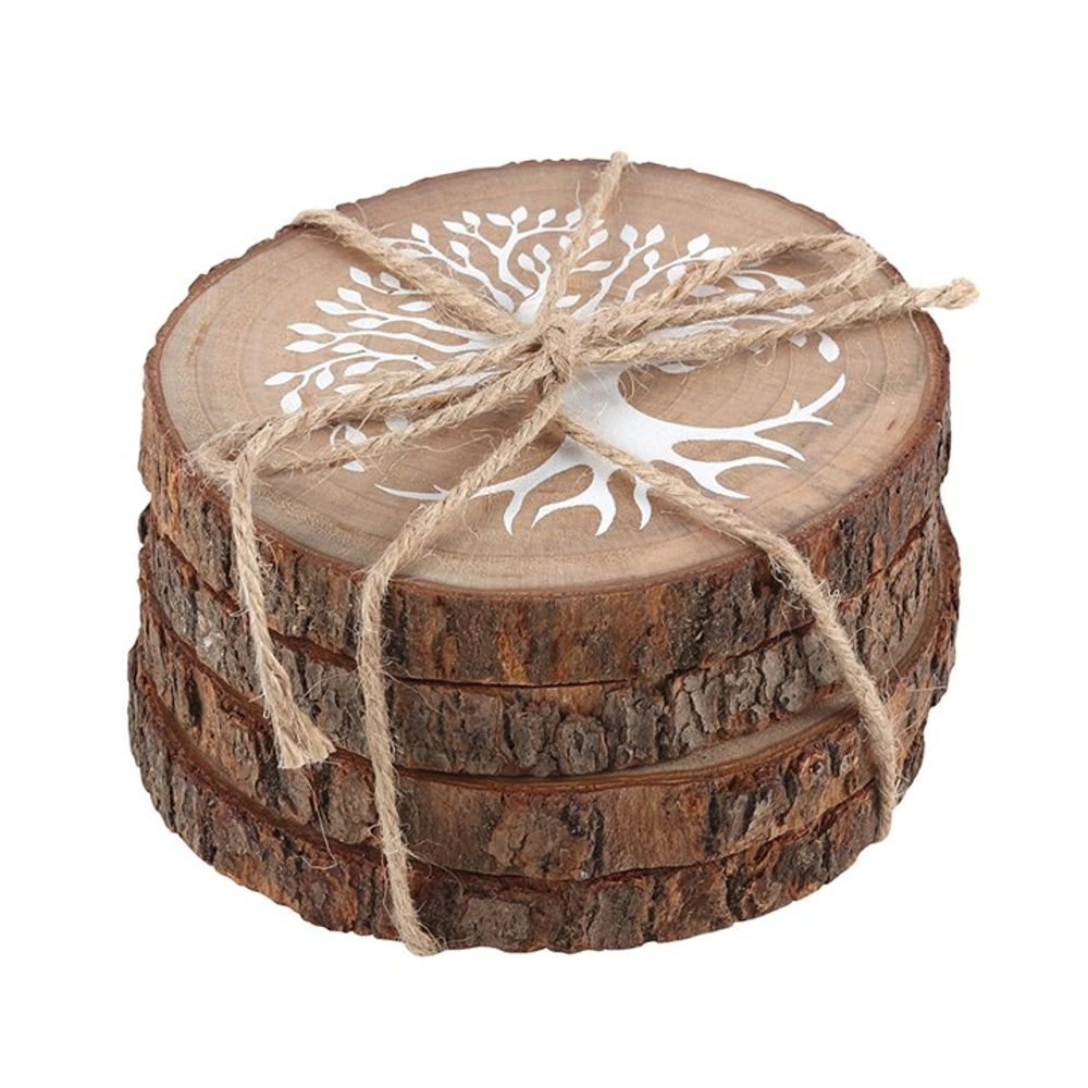 Tree of Life Wood Slice Coaster Set - Hatters Tea PartyS03721847Tree of Life Wood Slice Coaster Set